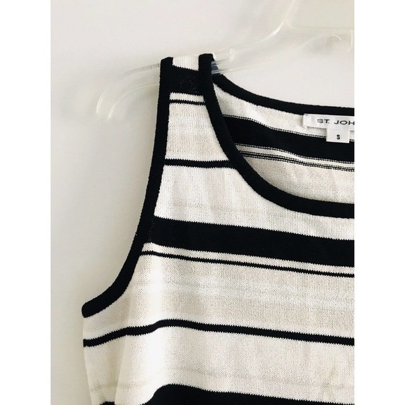 St. John | Women's Sleeveless Scoop Neck Santana Knit Striped Pullover Tank Sz S - Picture 6 of 9